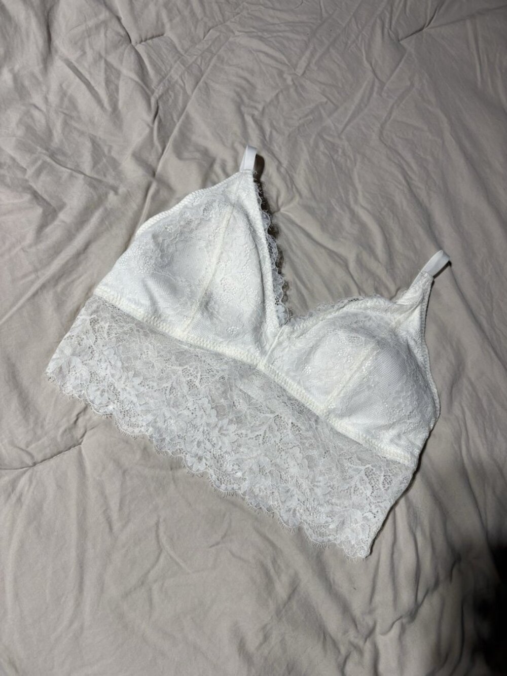 Gilly hicks white lace longline bralette size large NWT Bohemian
